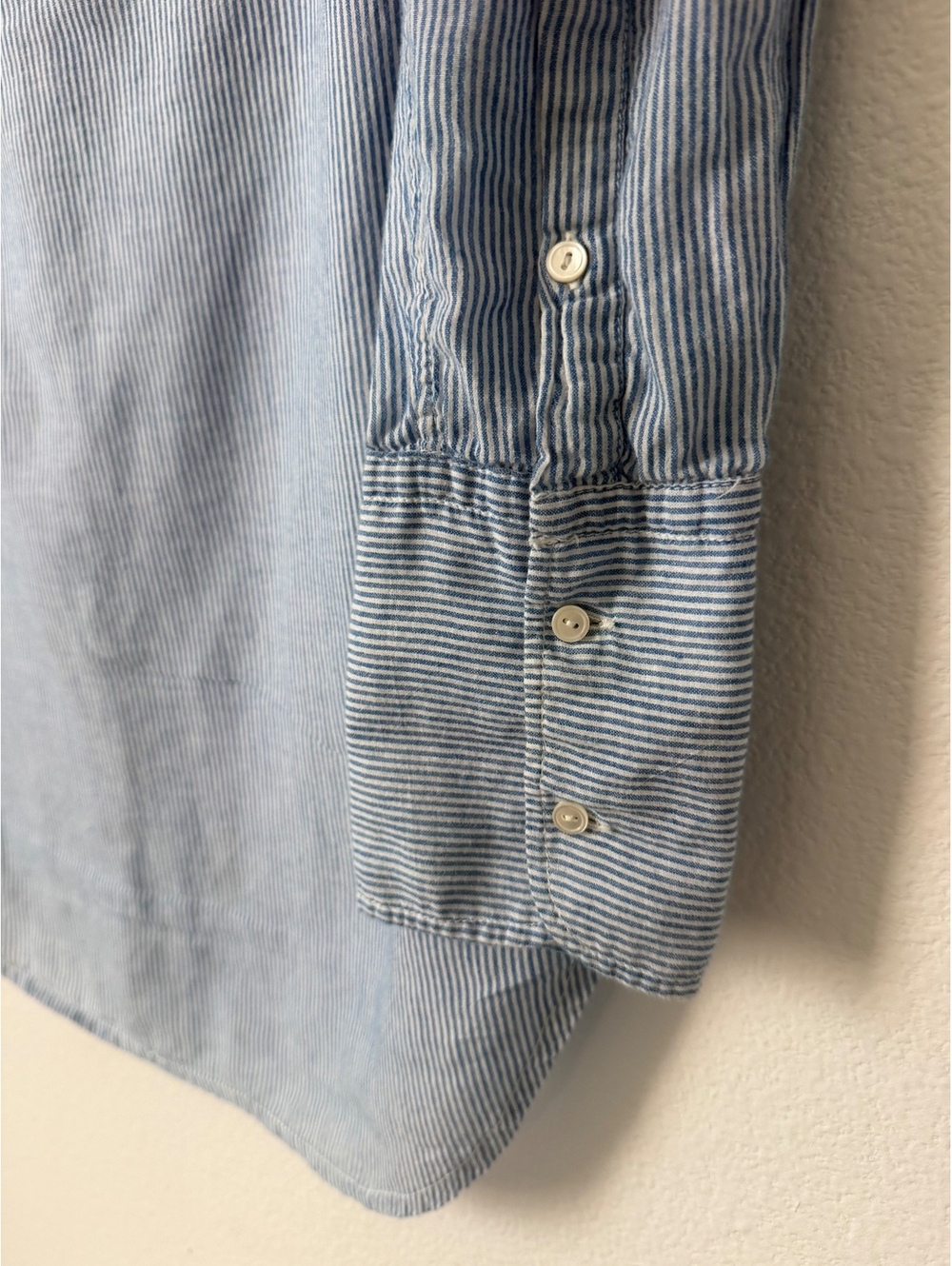 Nili Lotan Blue/White Striped Long Sleeve Button Up 100% Cotton Shirt Size S - Picture 5 of 8